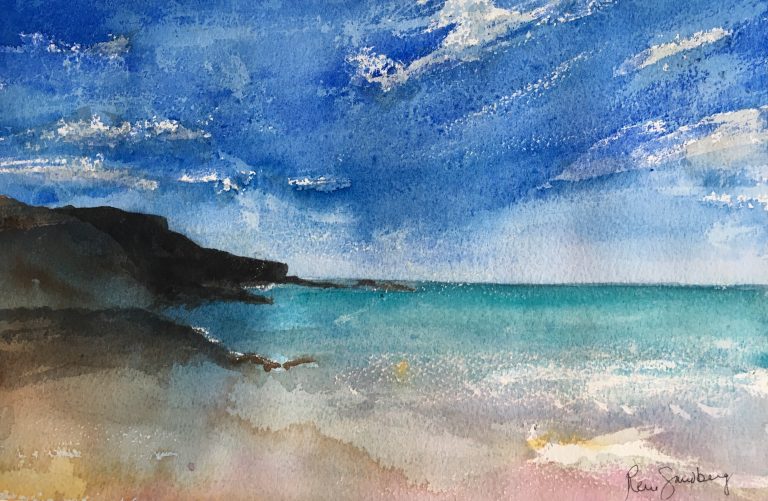 Ingrina Beach - Seascape Watercolour Painting by Rene Sandberg