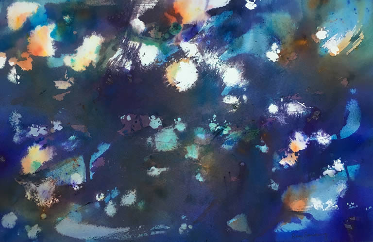 Space Junk Abstract Watercolour Painting by Rene Sandberg
