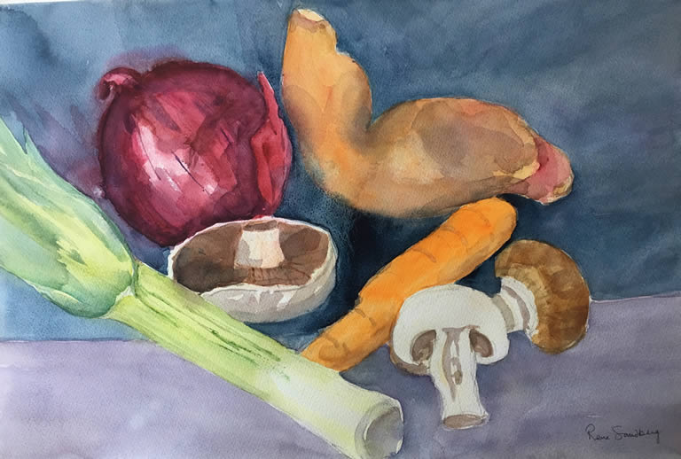 Sweet Potato - Still Life Watercolour Painting by Rene Sandberg